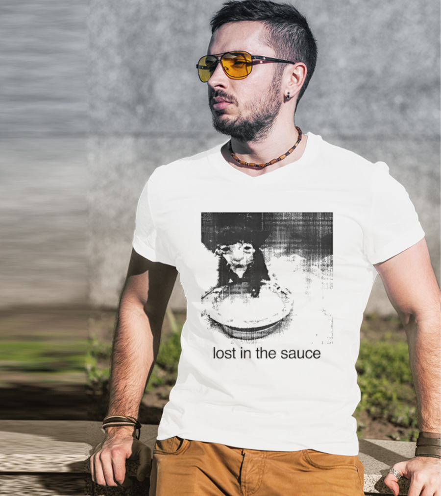 Lost In The Sauce Cat Image With Text T-Shirt