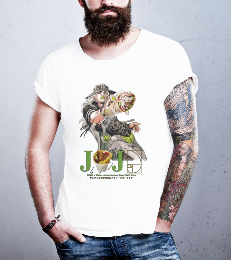 Jojo’s Halal Adventure Steel Ball Run Gyro Burrito Manga Crossover T-Shirt