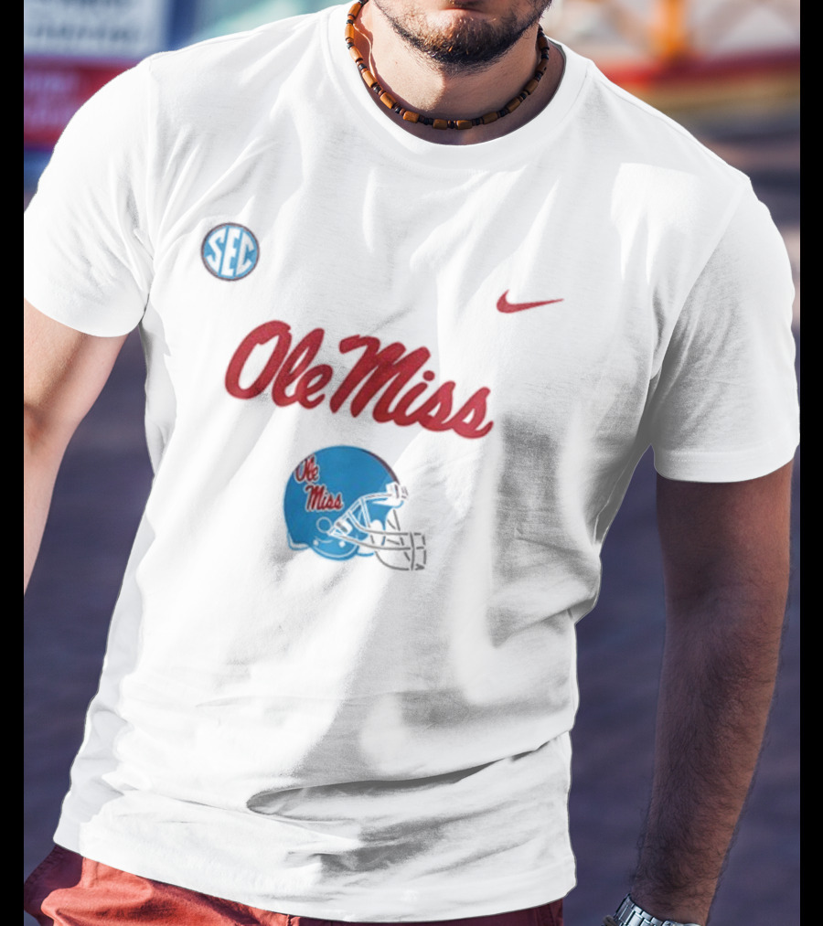Ole Miss Rebels Football Helmet SEC Nike T-Shirt