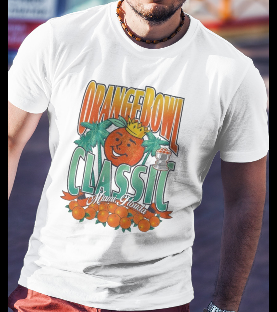 Orange Bowl Classic Miami Florida Vintage Football Champion Logo T-Shirt
