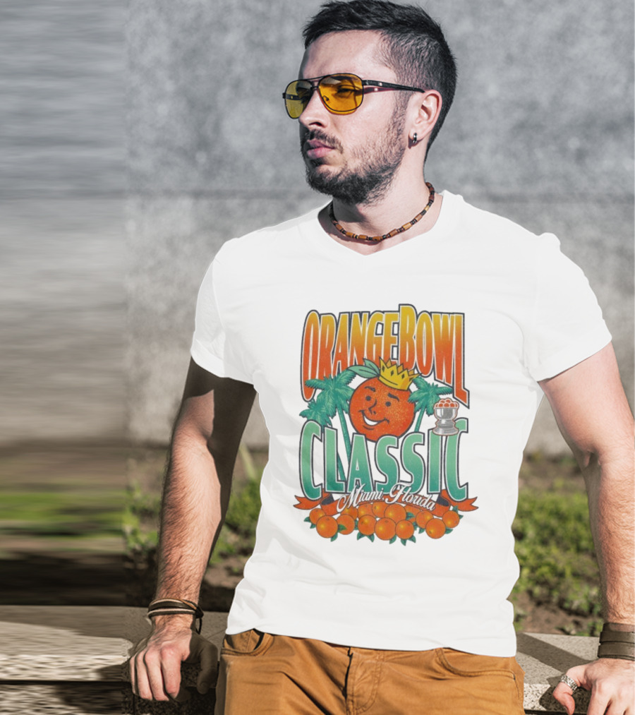 Orange Bowl Classic Miami Florida Vintage Football Champion Logo T-Shirt
