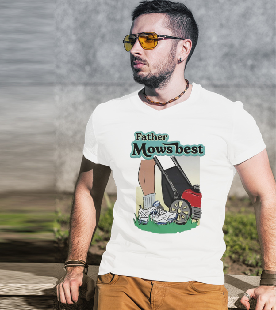 Father Mows Best Emotionalclub Lawn Mower Sneaker Style T-Shirt