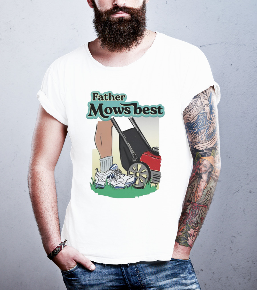 Father Mows Best Emotionalclub Lawn Mower Sneaker Style T-Shirt
