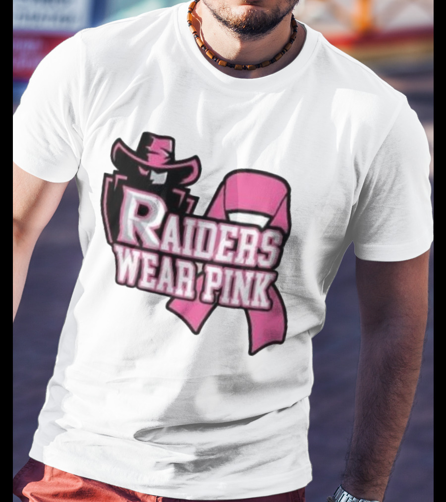 Raiders Wear Pink Breast Cancer Awareness Power Ribbon T-Shirt