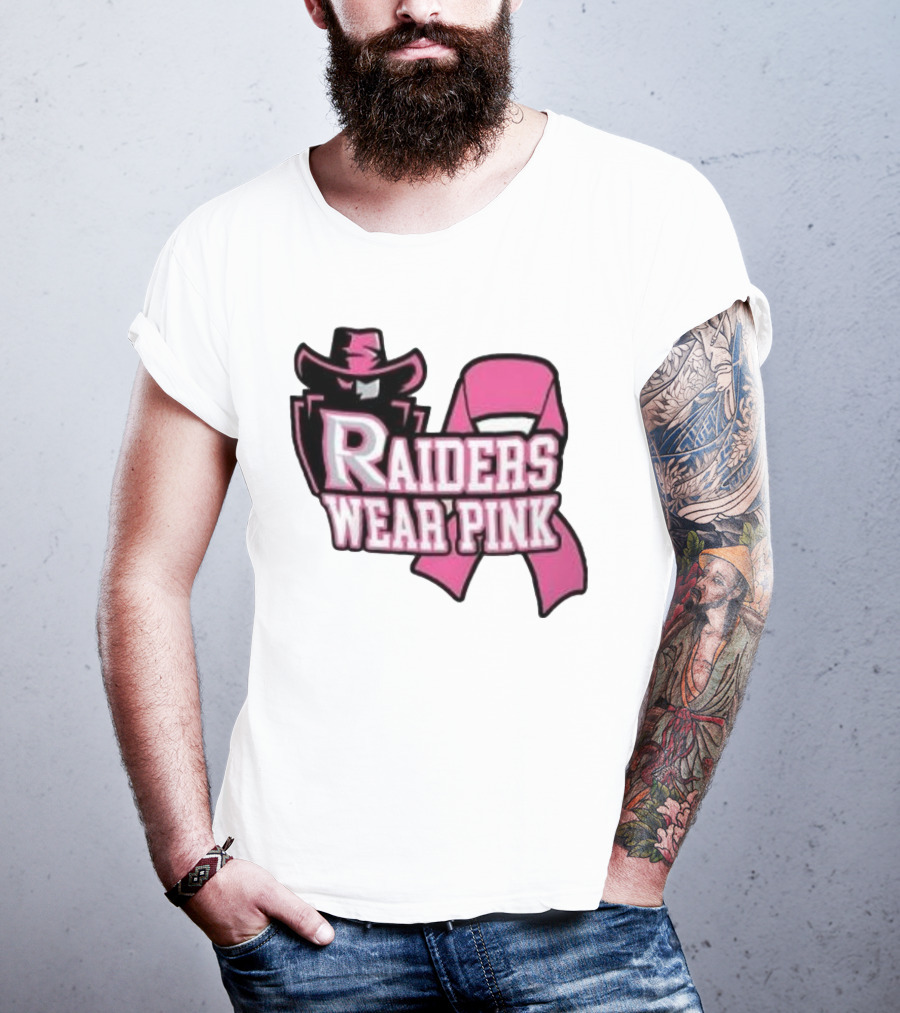 Raiders Wear Pink Breast Cancer Awareness Power Ribbon T-Shirt