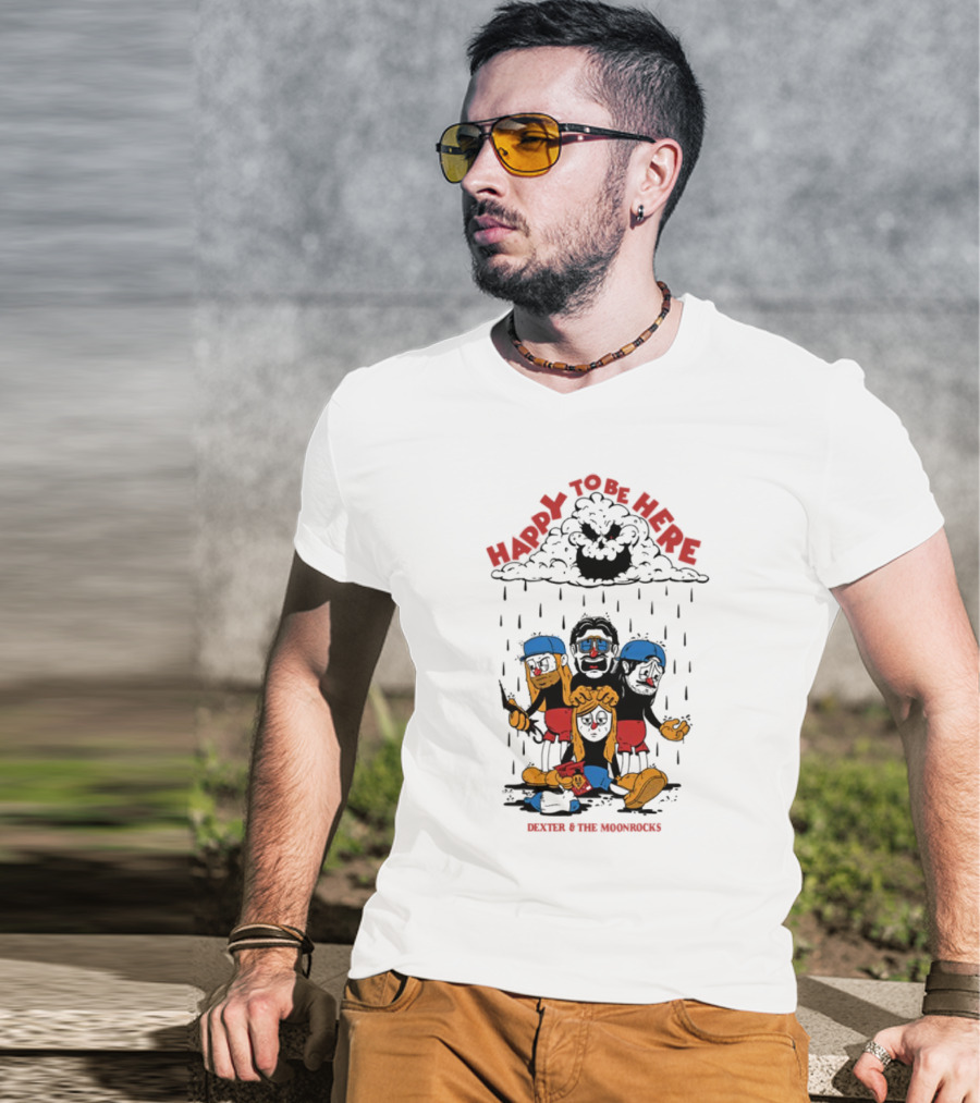 Dexter & The Moonrocks Happy To Be Here Blue And Red Outfits T-Shirt
