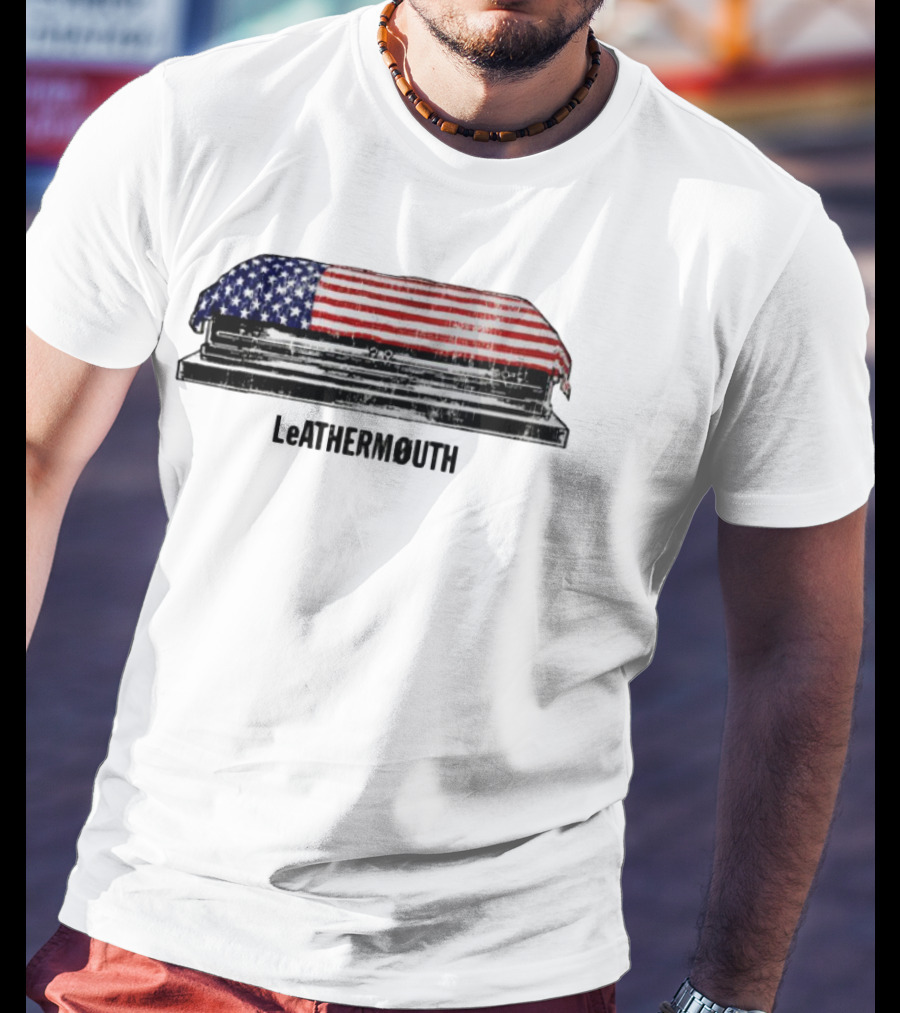 Leathermouth American Flag Coffin T-Shirt