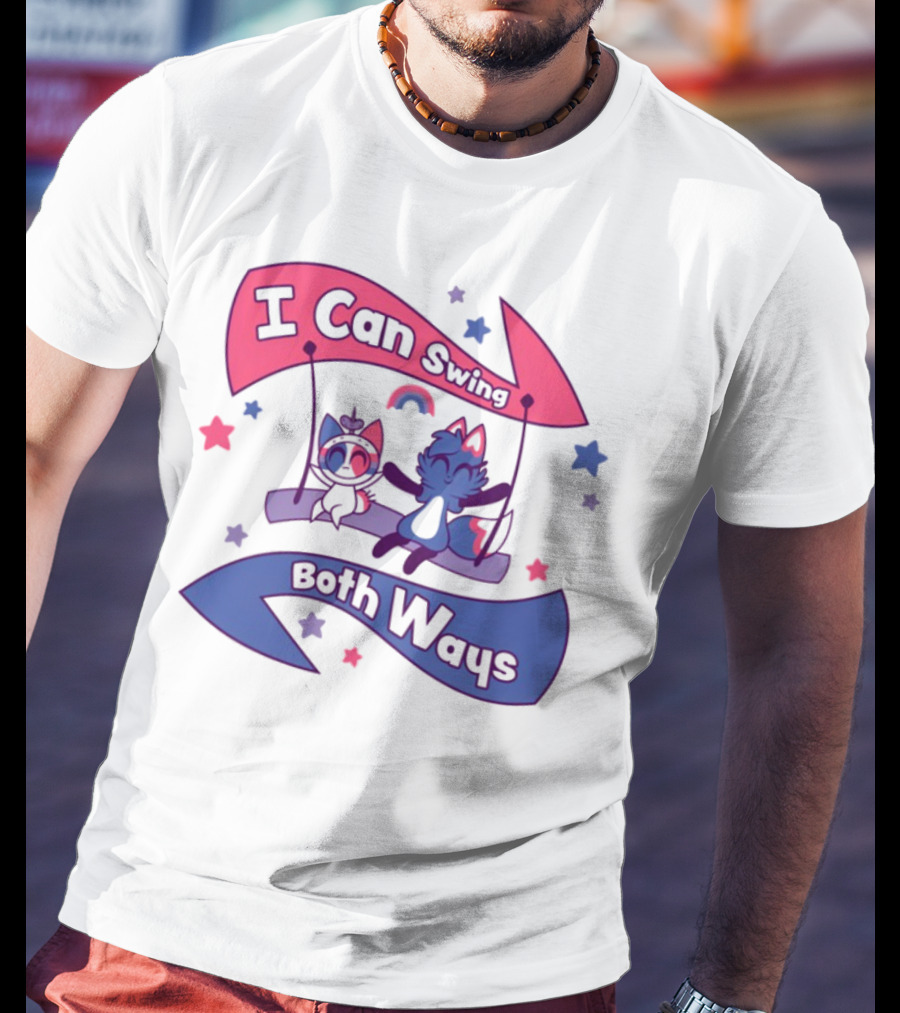 I Can Swing Both Ways Cute Cats Stars Rainbow T-Shirt