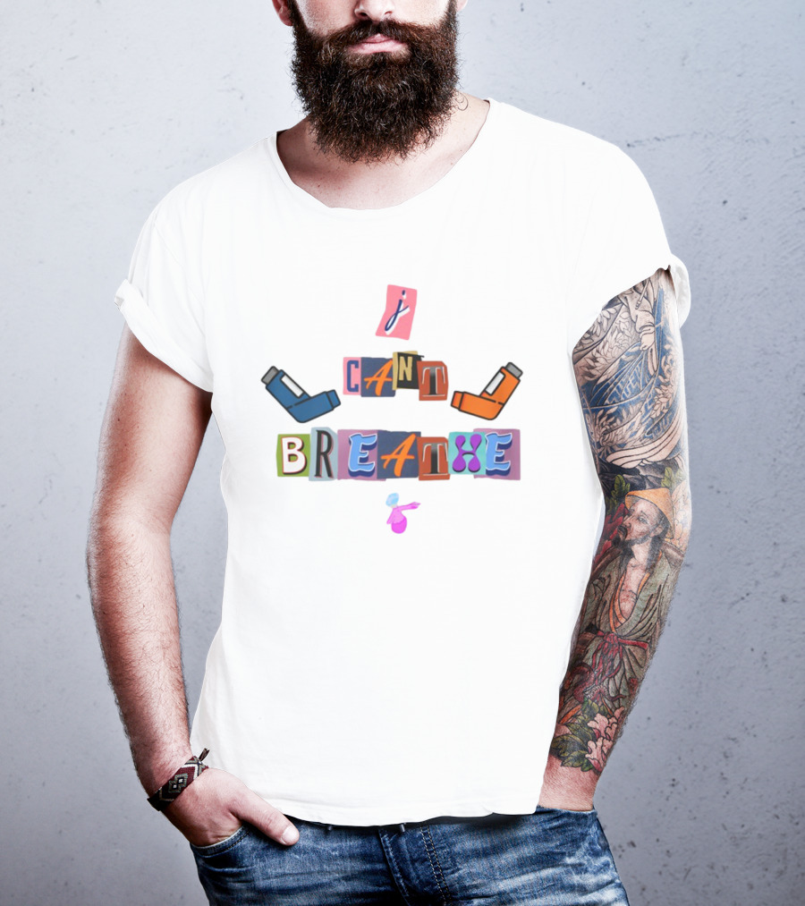 I Can't Breathe Text Collage Abstract Style T-Shirt