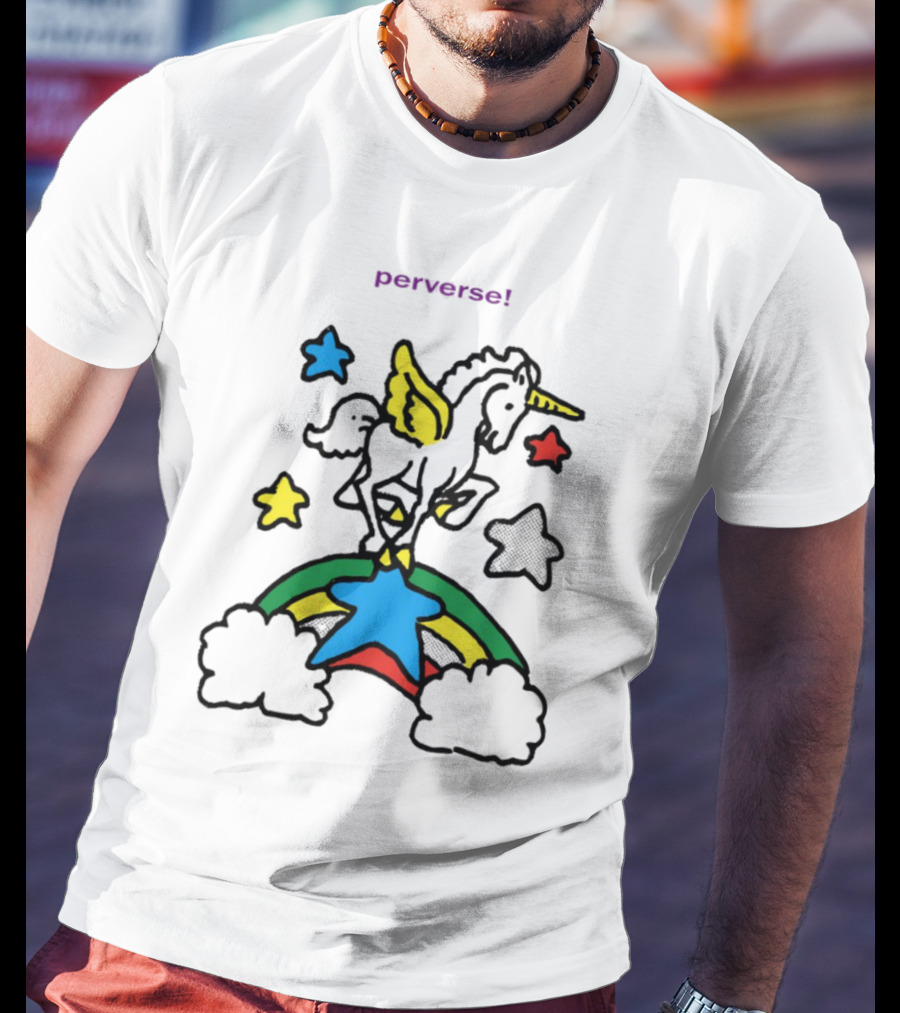 Perverse Pride Bug Girl Rainbow Stars Wings T-Shirt