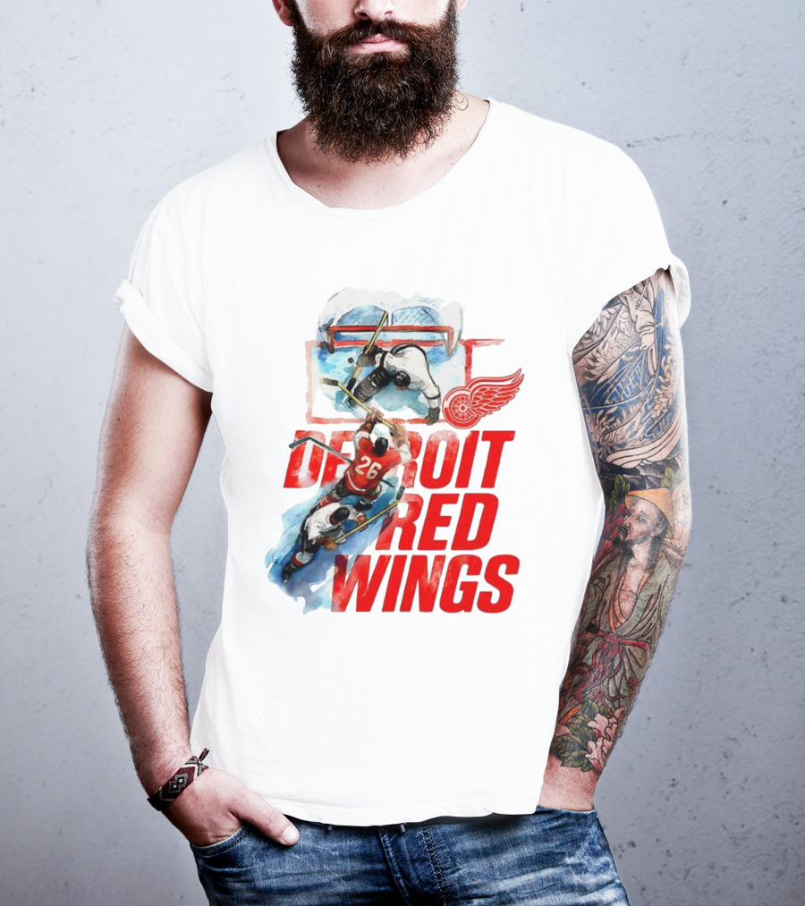 Sana X Detroit Red Wings Hockey Team Action Scene T-Shirt