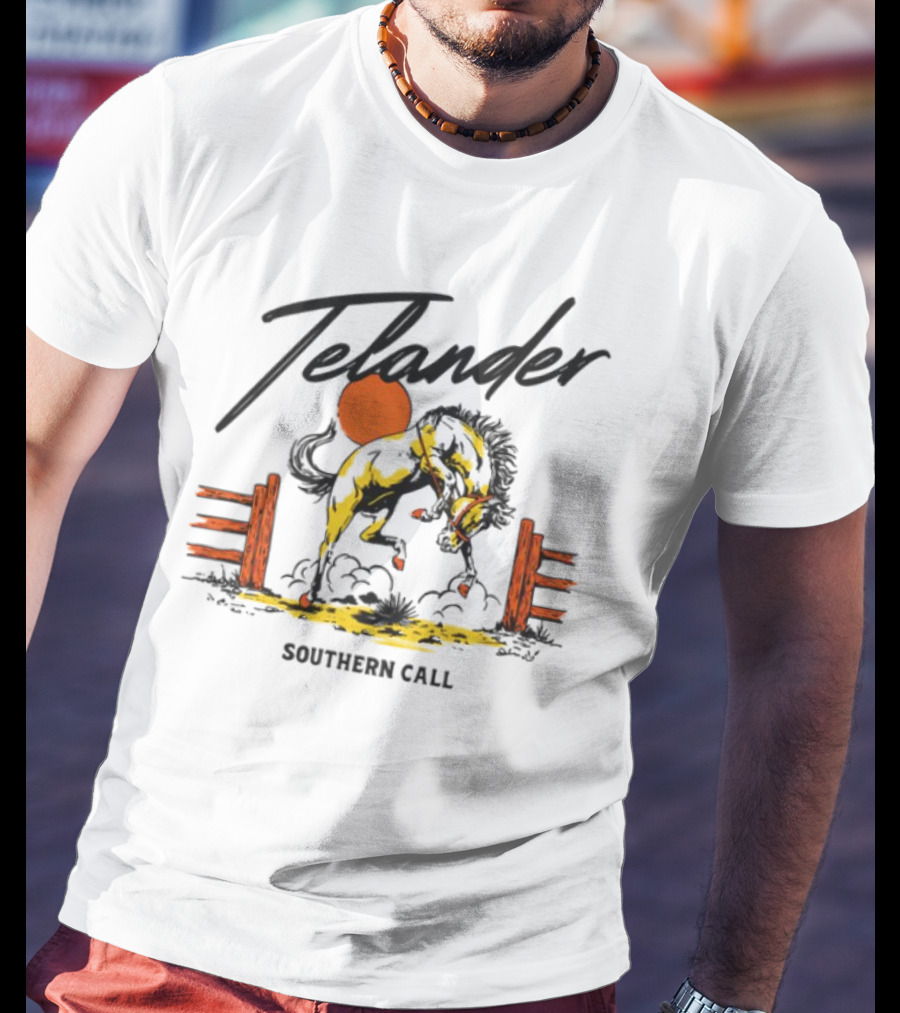 Telander Horse Southern Call Equestrian Sunset Fence Scene T-Shirt