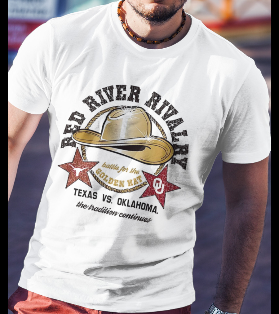 Red River Rivalry Texas Vs Oklahoma Battle For The Golden Hat T-Shirt