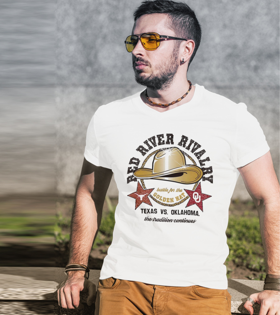 Red River Rivalry Texas Vs Oklahoma Battle For The Golden Hat T-Shirt