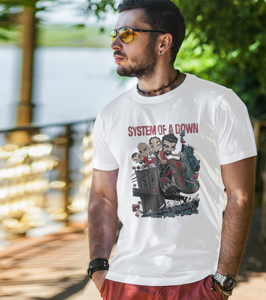 System Of A Down 2025 Chibi Cartoon Yankee Stadium New York T-Shirt