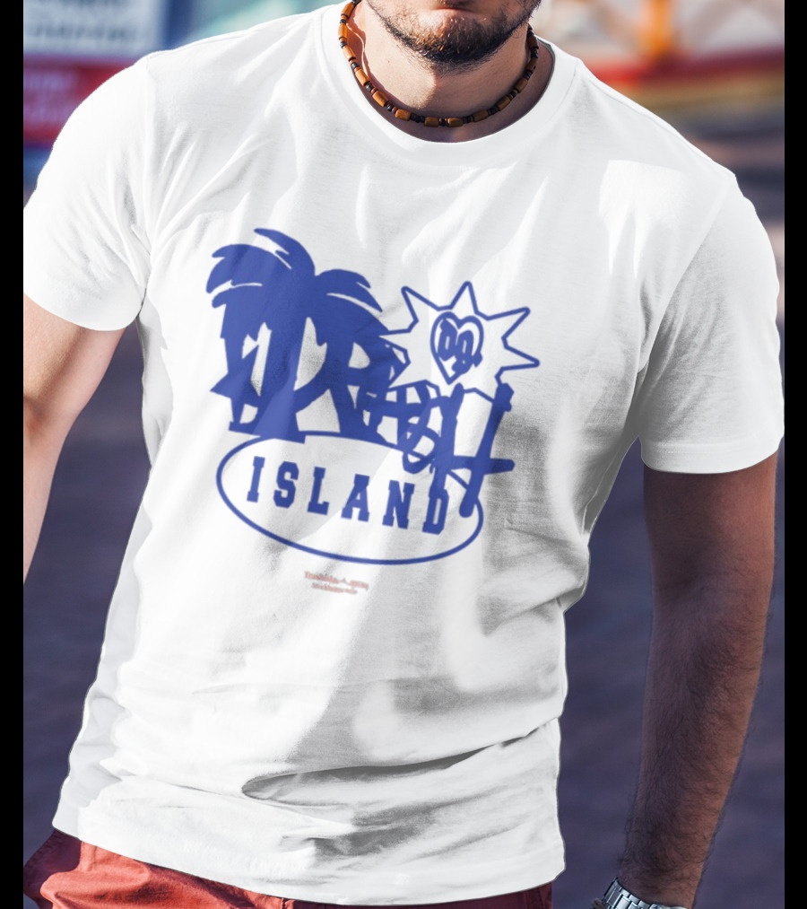 Trash Island Blue And White Palm Star Grafik T-Shirt