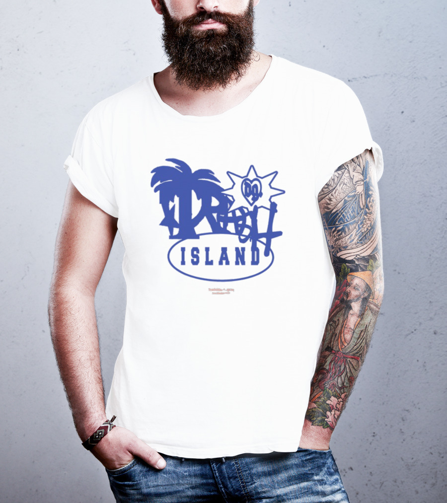 Trash Island Blue And White Palm Star Grafik T-Shirt