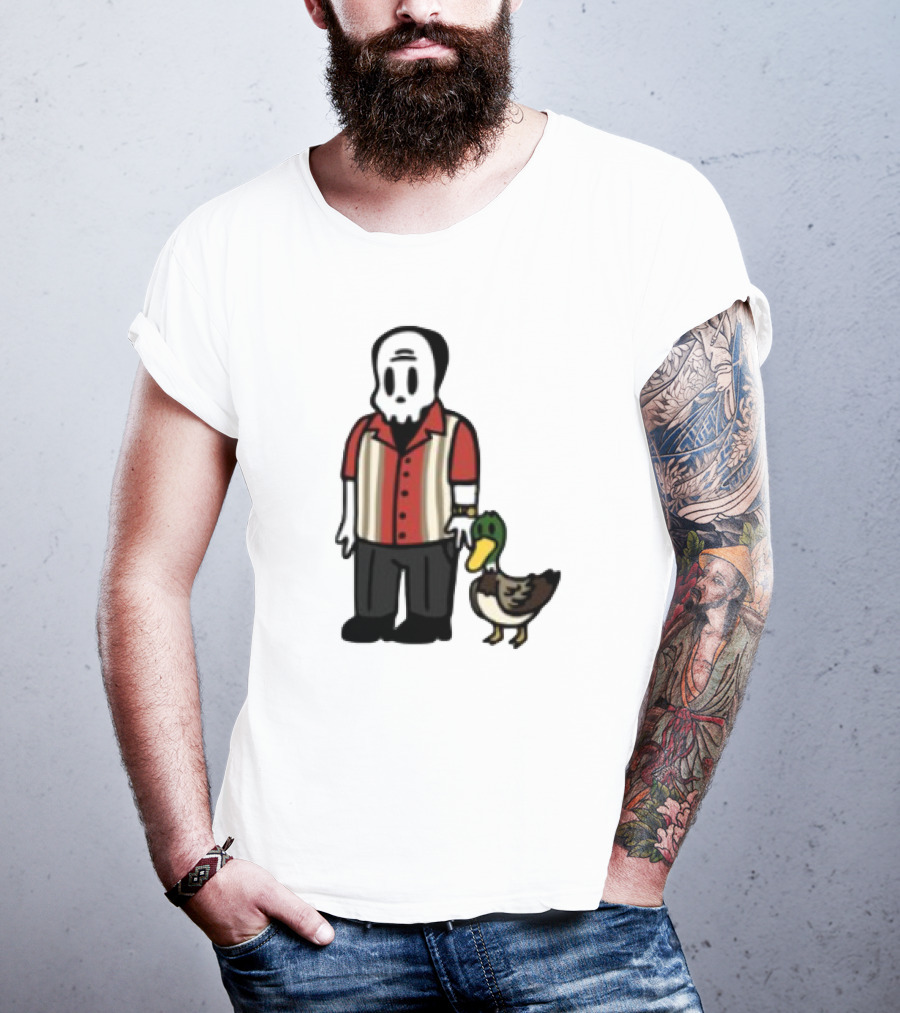 Warren Lotas Skull Character With Duck Companion Bowling Style Outfit T-Shirt