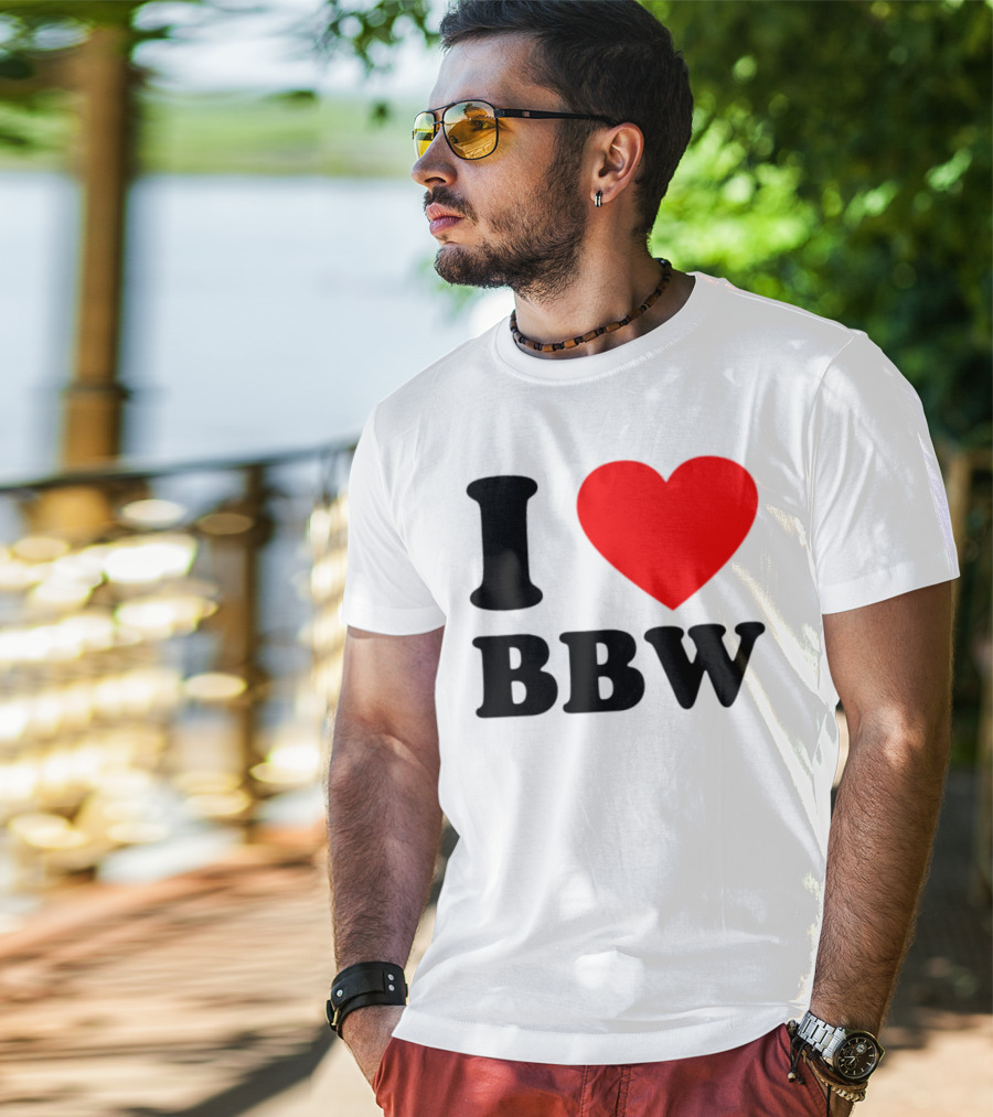 I Love BBW Heart Symbol Statement T-Shirt