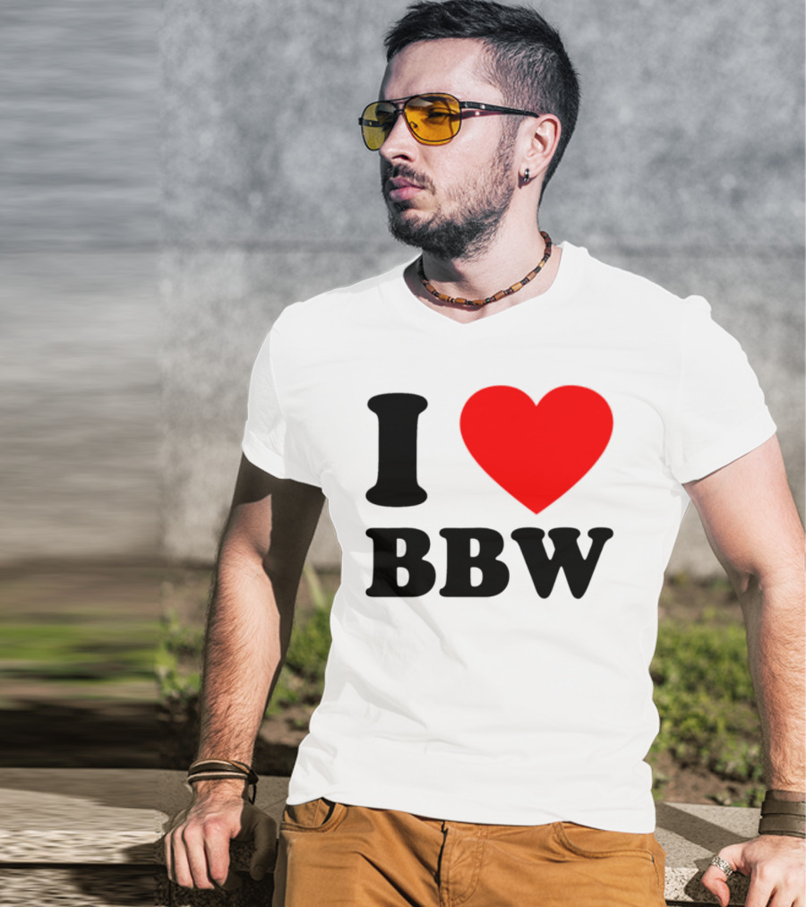 I Love BBW Heart Symbol Statement T-Shirt