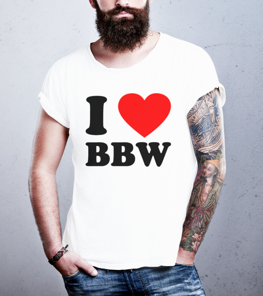 I Love BBW Heart Symbol Statement T-Shirt