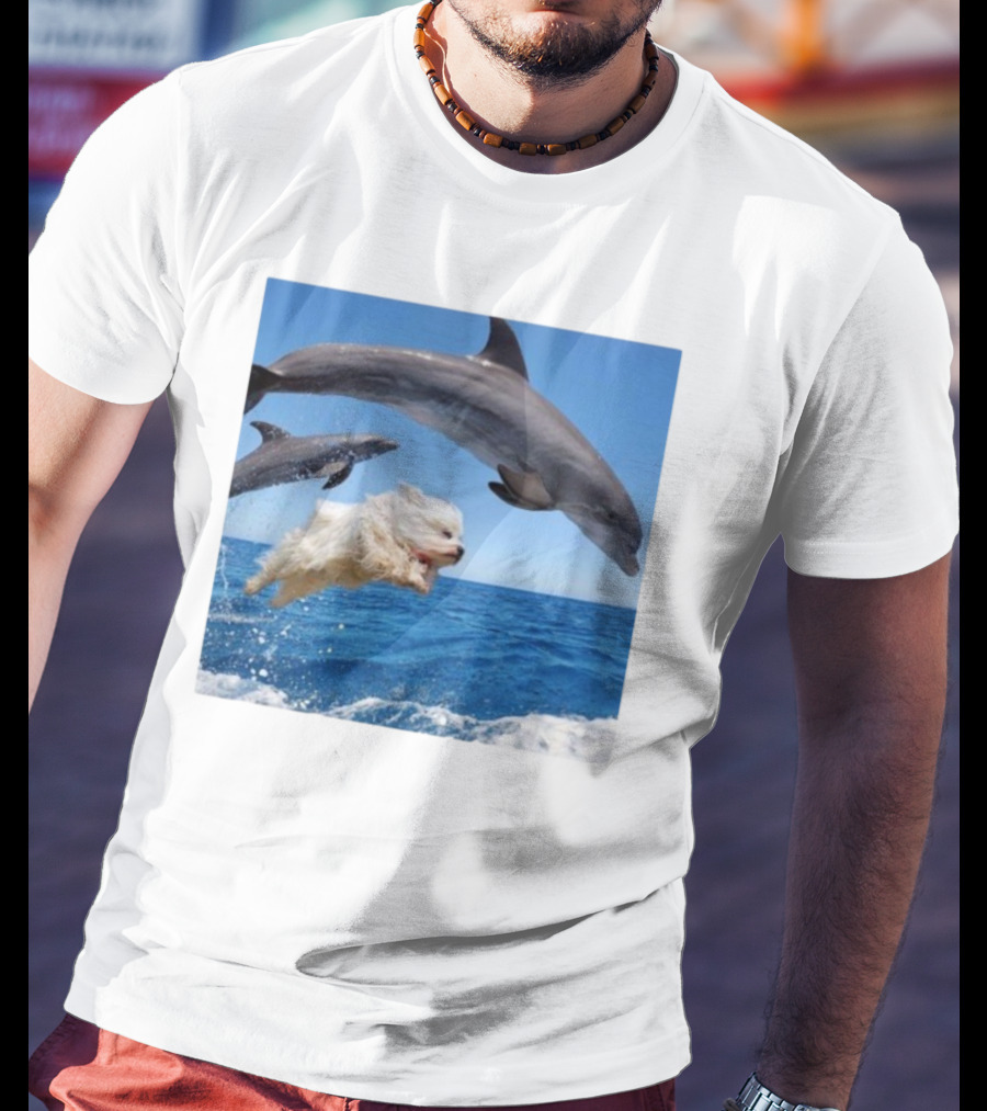 Dog Jump With Dolphin Ocean Adventure T-Shirt