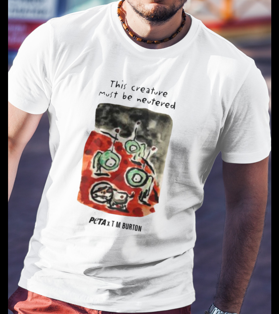 Peta X Tim Burton The Creature Must Be Regarded Levi In Space T-Shirt