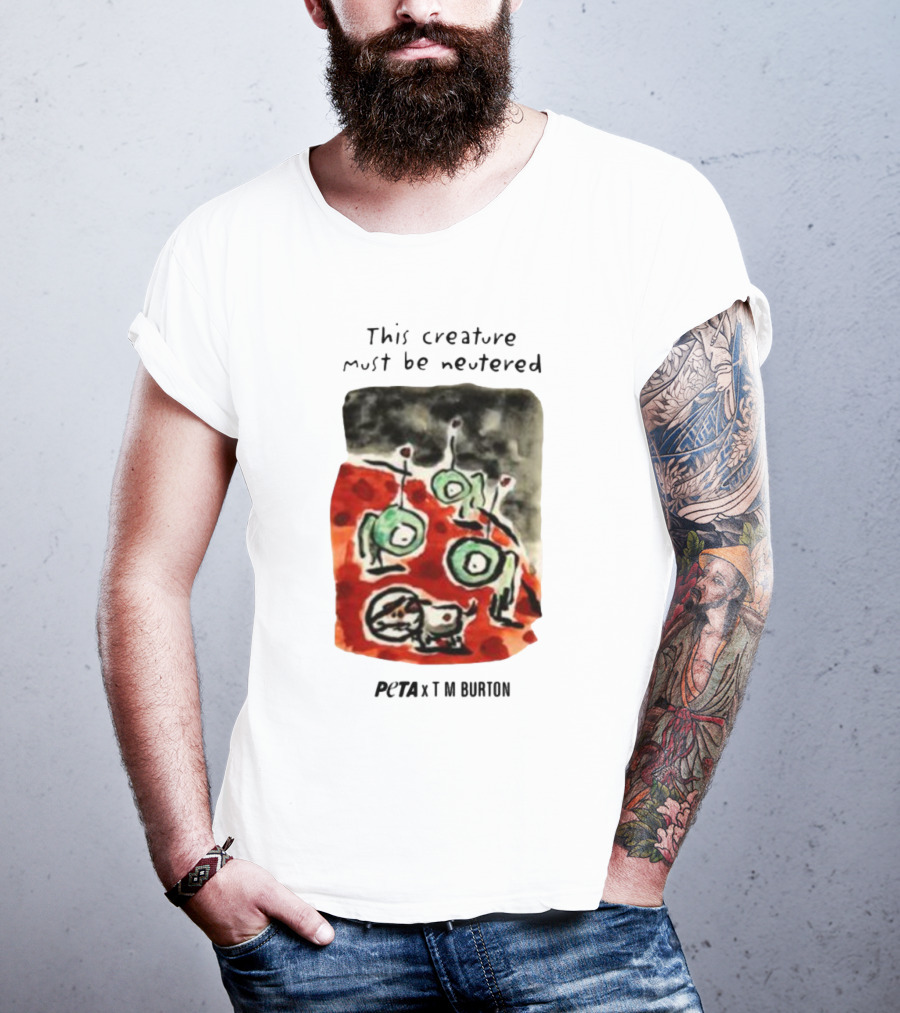 Peta X Tim Burton The Creature Must Be Regarded Levi In Space T-Shirt
