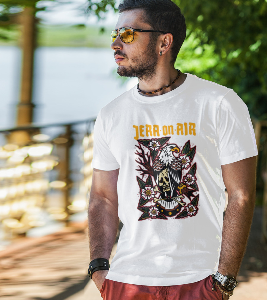 Richie Disaster Jera On Air Eagle Skull Floral Design T-Shirt