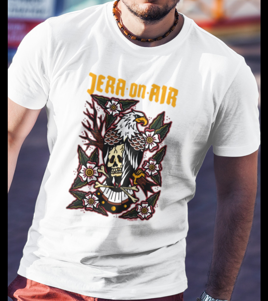 Richie Disaster Jera On Air Eagle Skull Floral Design T-Shirt