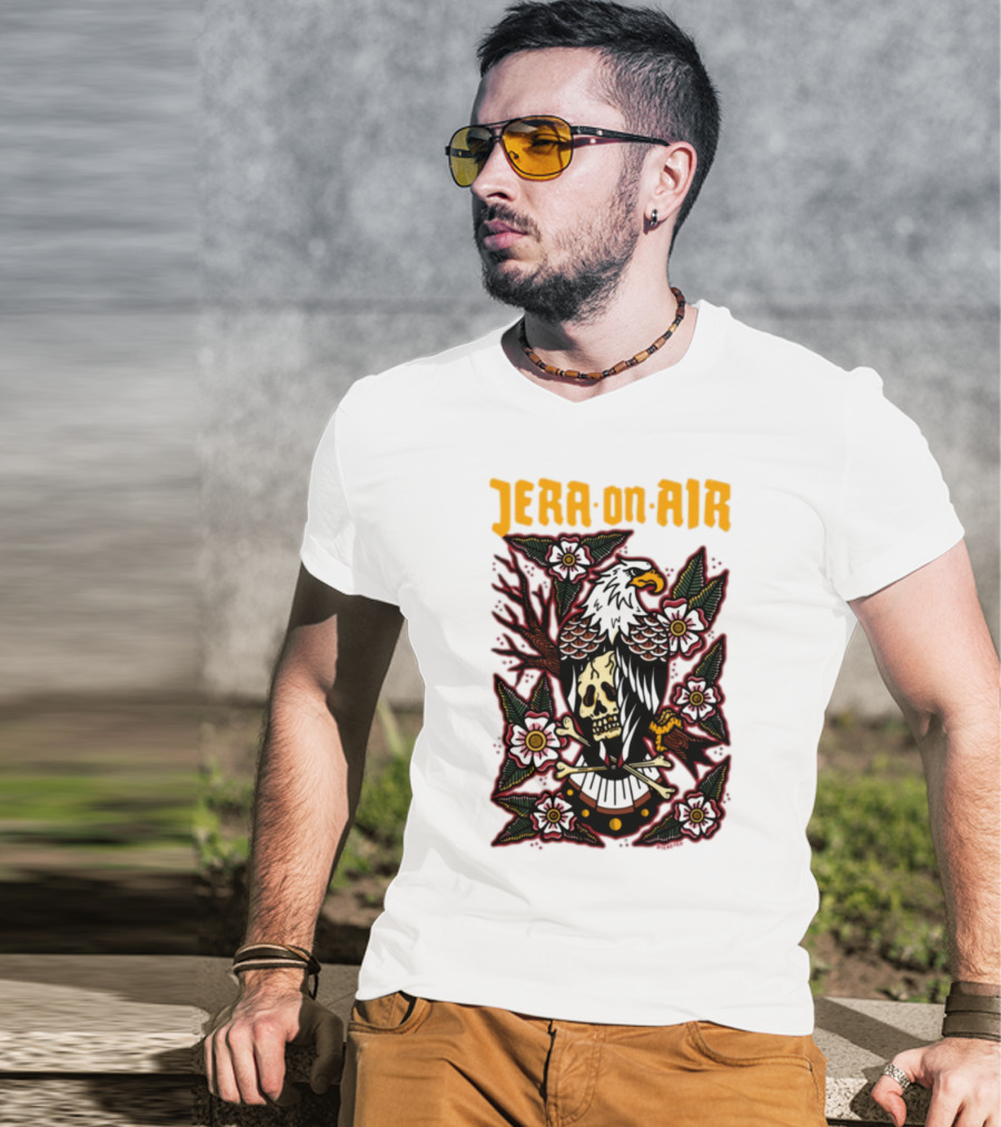 Richie Disaster Jera On Air Eagle Skull Floral Design T-Shirt