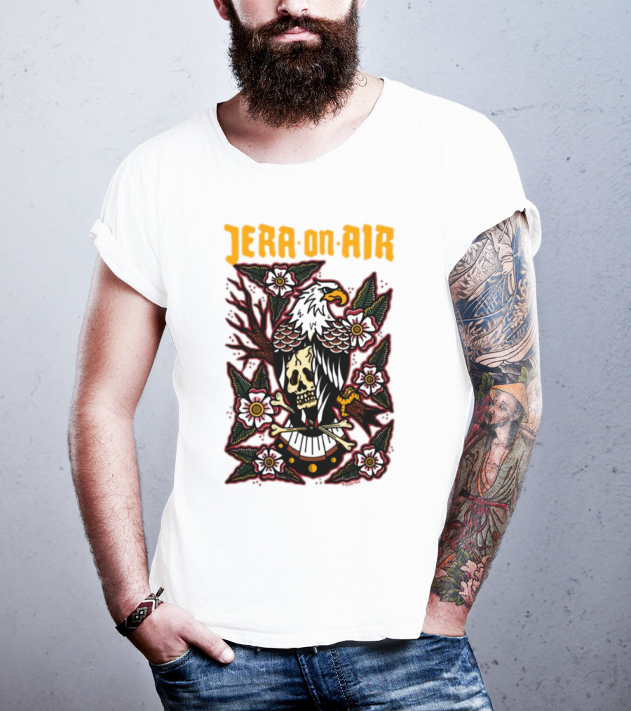 Richie Disaster Jera On Air Eagle Skull Floral Design T-Shirt