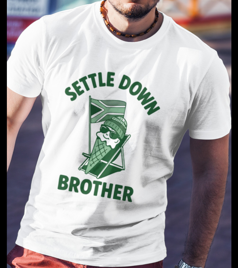 Settle Down Brother Ice Cream Cone Beach Chair Relaxation T-Shirt