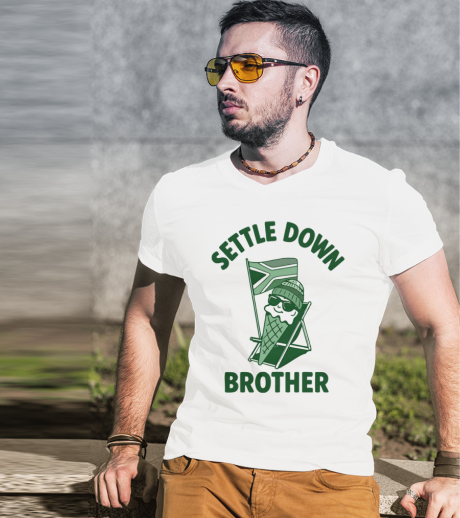 Settle Down Brother Ice Cream Cone Beach Chair Relaxation T-Shirt