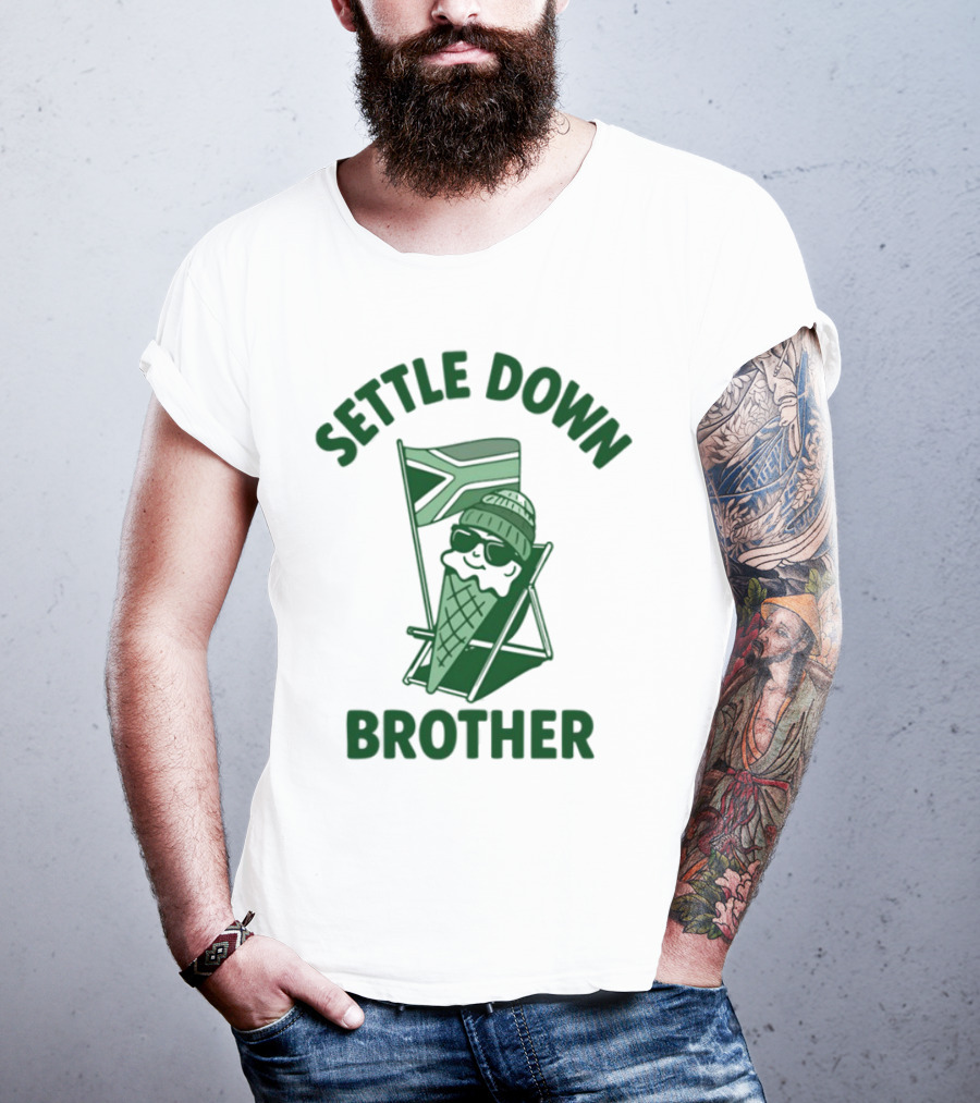 Settle Down Brother Ice Cream Cone Beach Chair Relaxation T-Shirt