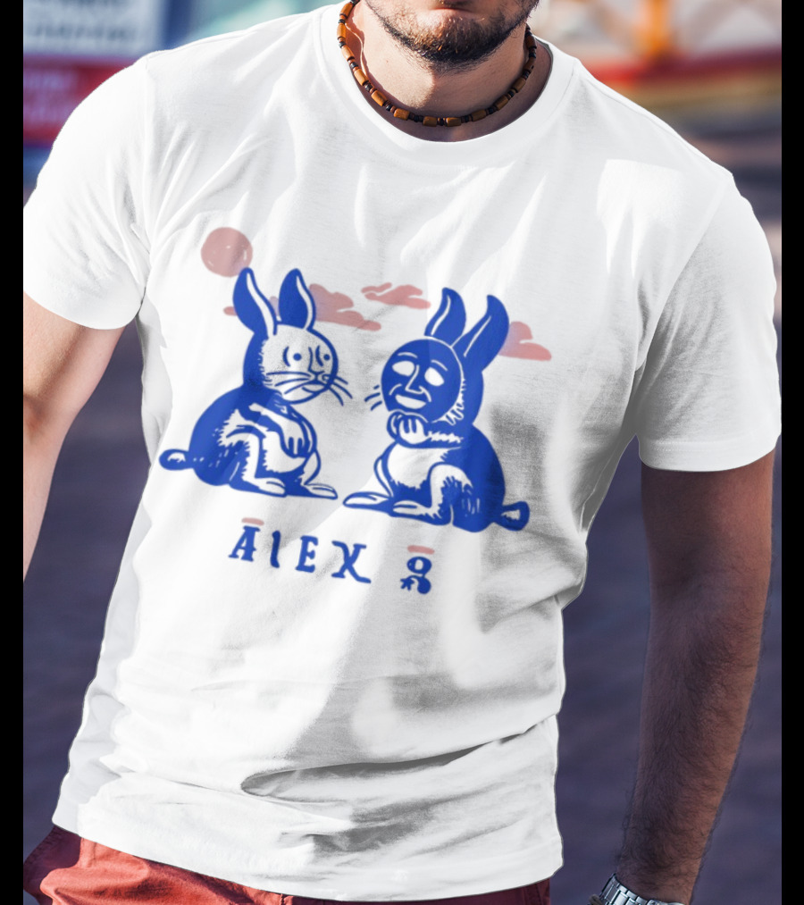 Alex G Rabbit Blue Red Clouds T-Shirt