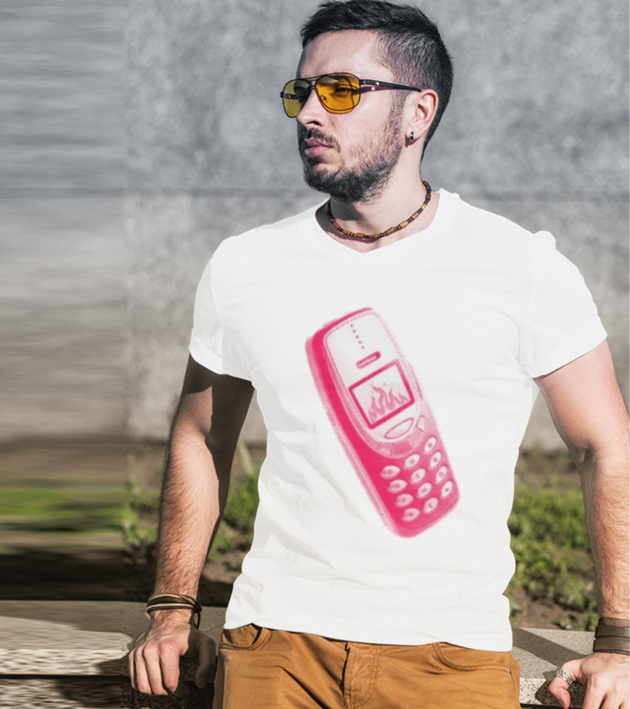 Ben Ellis The Burner Phone Retro Cell Fire Graphic T-Shirt