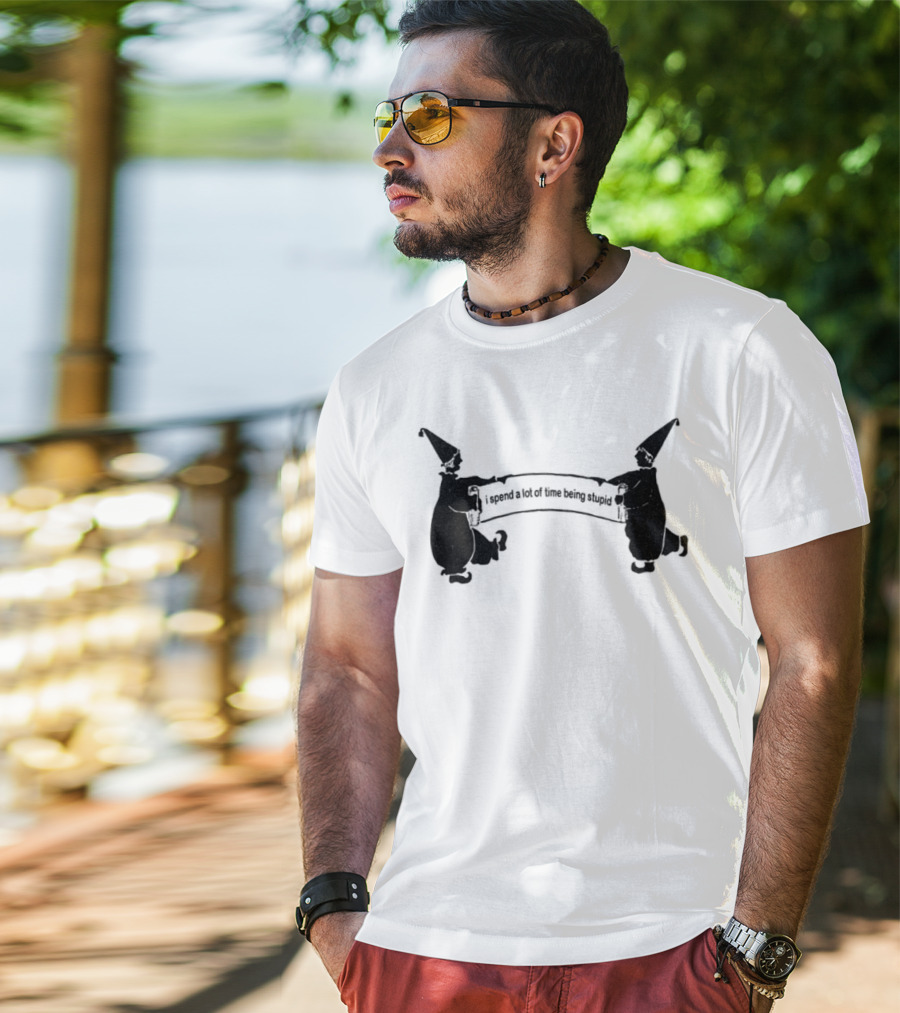 Dogecore I Spend A Lot Of Time Being Stupid Funny Meme Doge With Wizard Hats T-Shirt