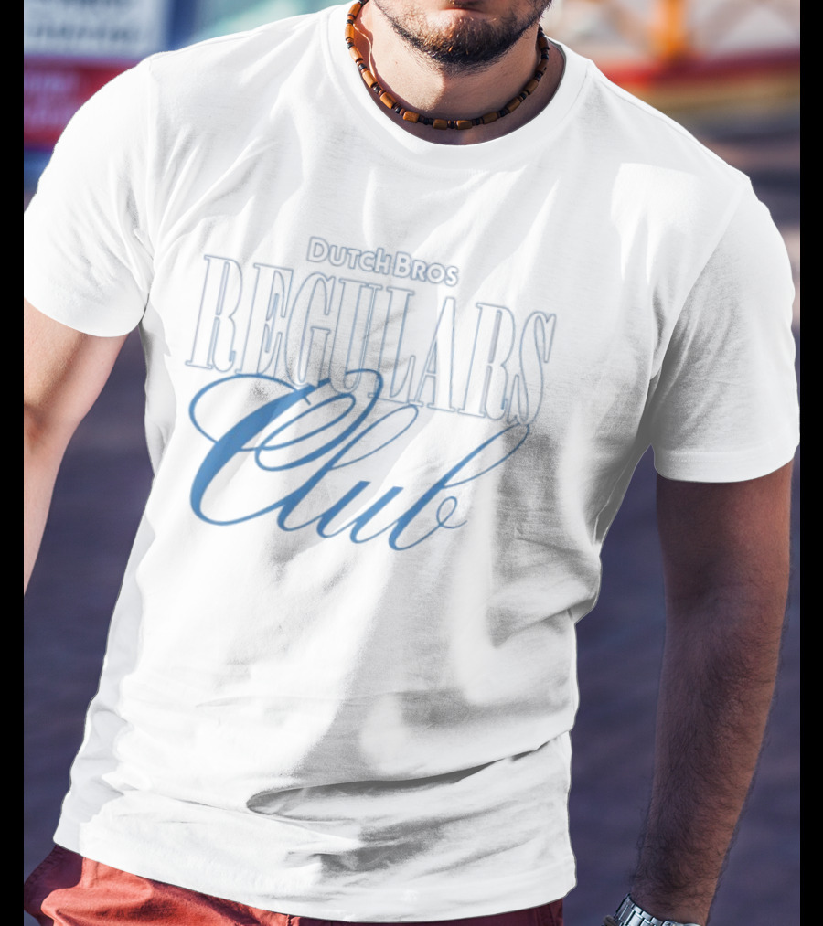 Dutch Bros Regulars Club Membership Blue Text T-Shirt