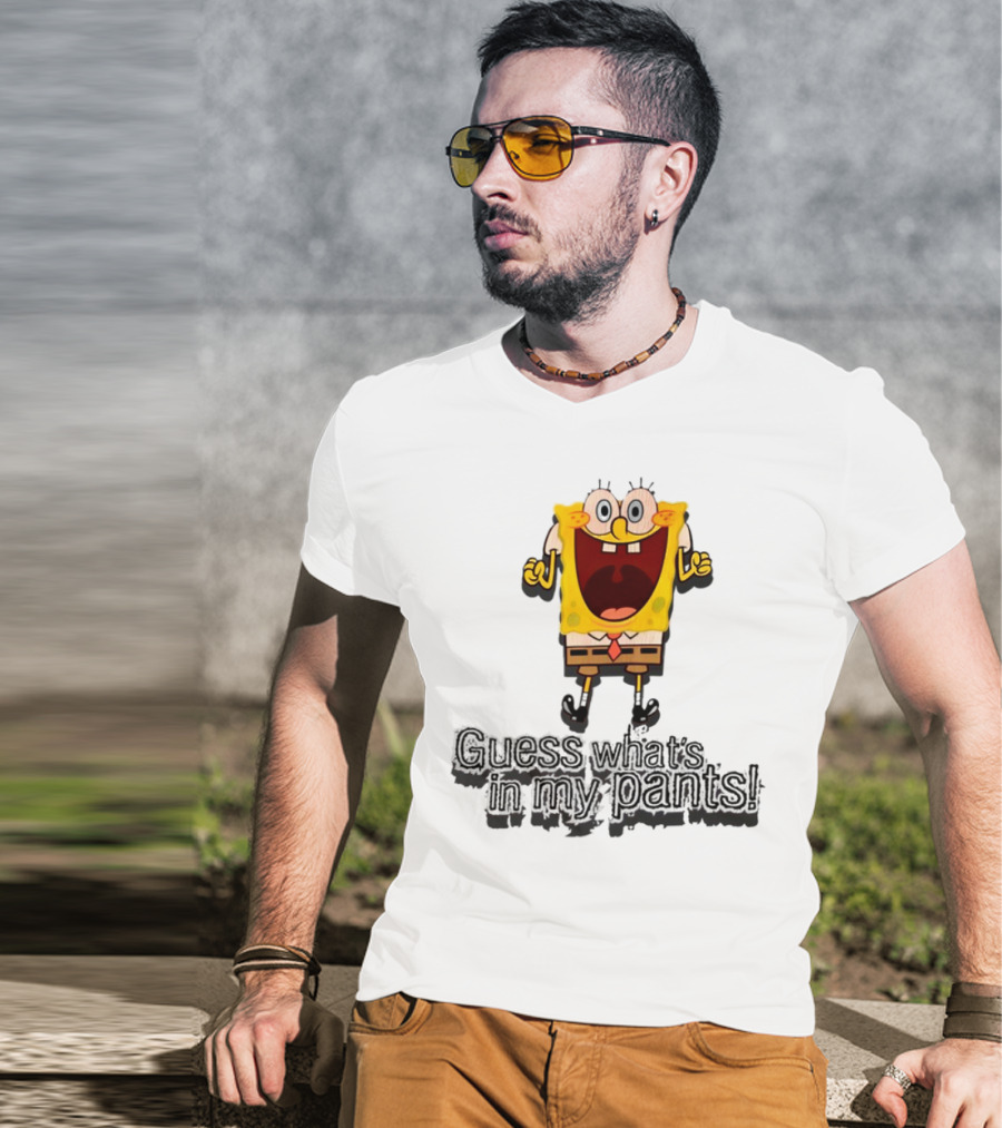"Guess What's In My Pants Funny SpongeBob SquarePants Patrick Reference" T-Shirt