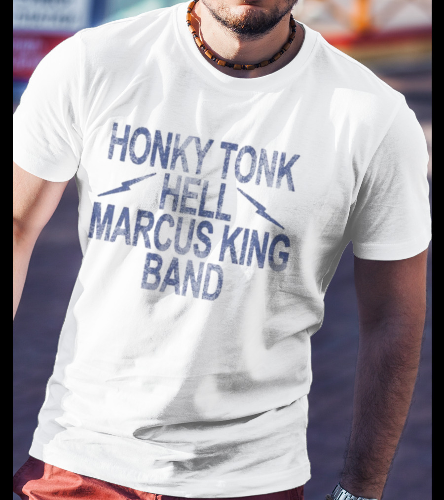 HONKY TONK HELL MARCUS KING BAND LIGHTNING BOLTS BLUE TEXT T-Shirt
