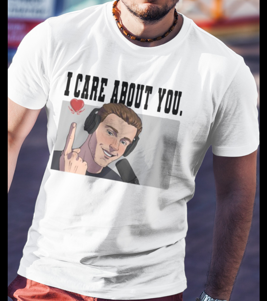 I Care About You Heart Headphones Microphone Illustration T-Shirt