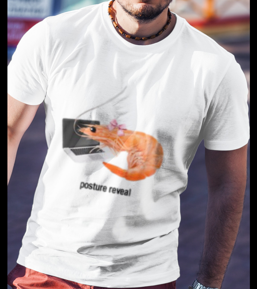 Shrimp Laptop Bow Posture Reveal T-Shirt