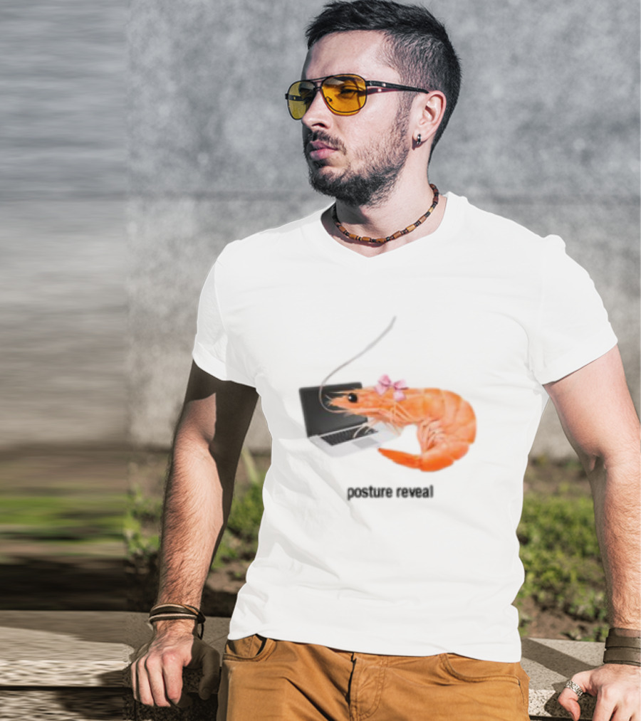 Shrimp Laptop Bow Posture Reveal T-Shirt
