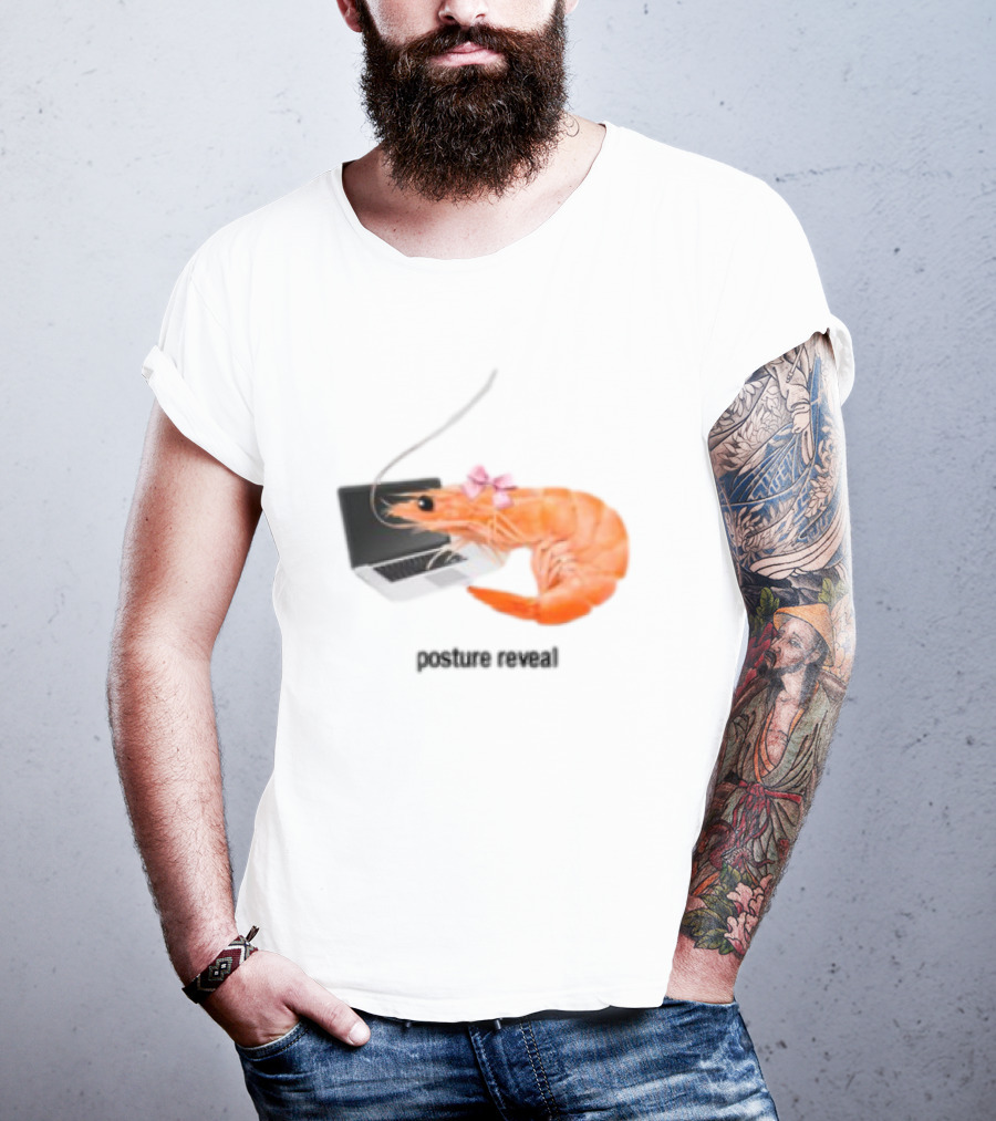 Shrimp Laptop Bow Posture Reveal T-Shirt