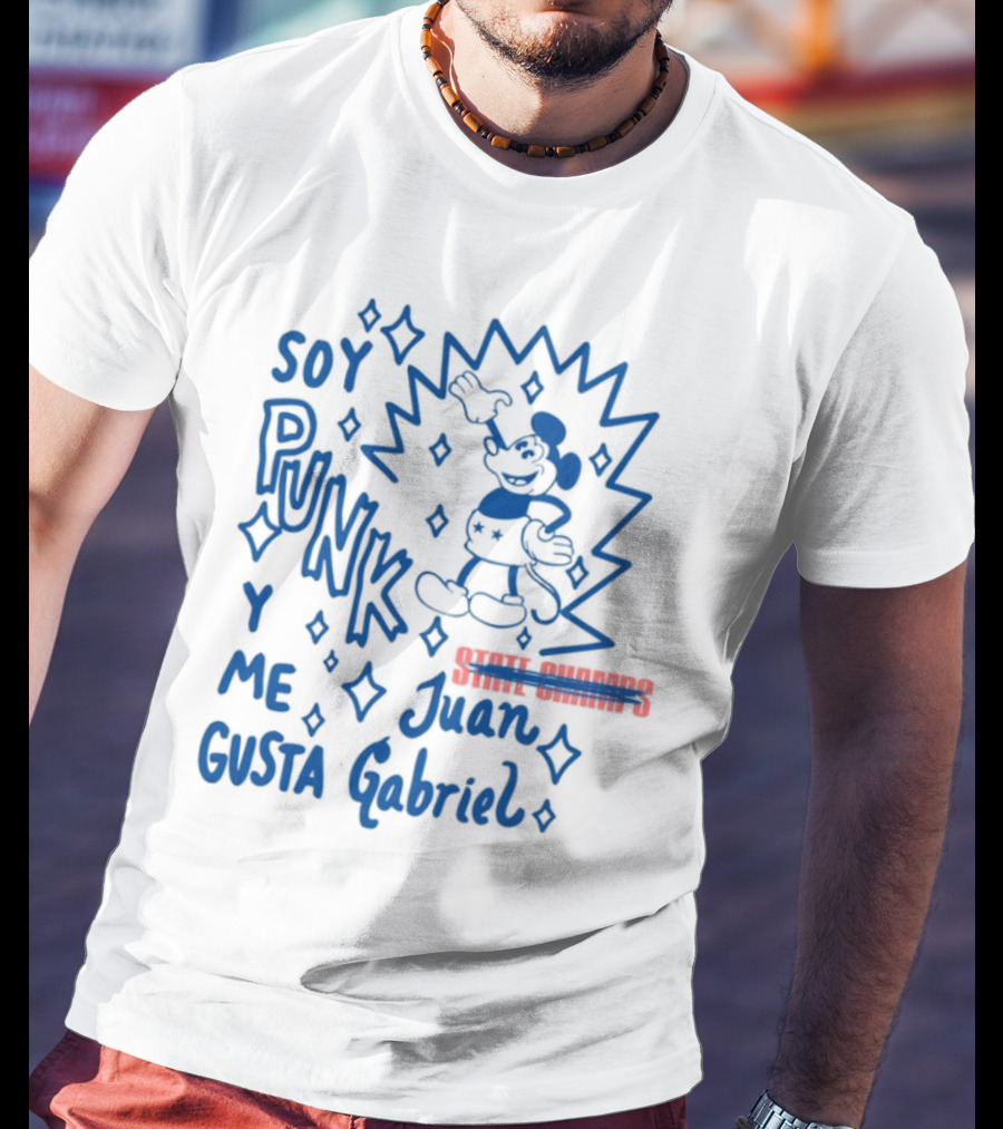 Soy Punk Y Me Gusta Juan Gabriel Sparkling Cartoon Punk Style T-Shirt