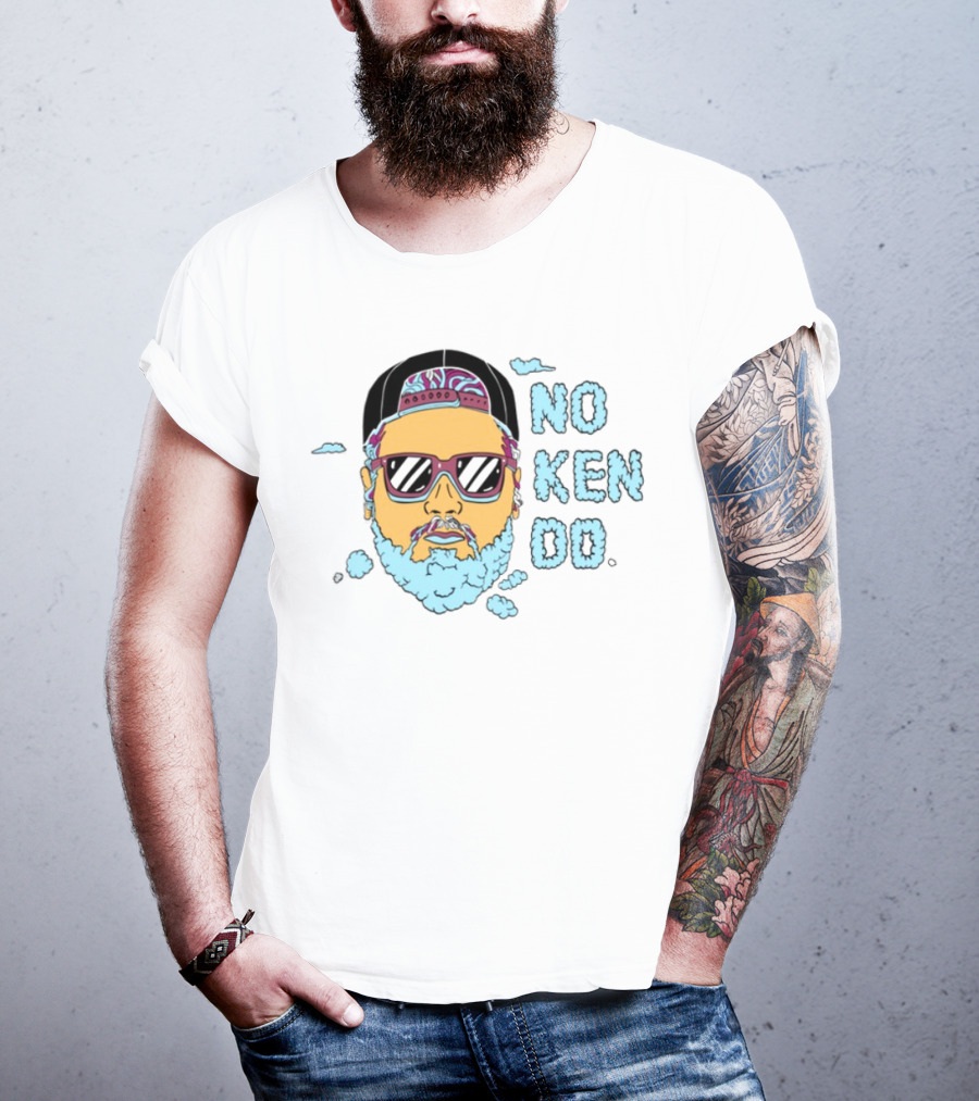No Ken Do Trippy Ken Sunglasses Beard Cartoon T-Shirt