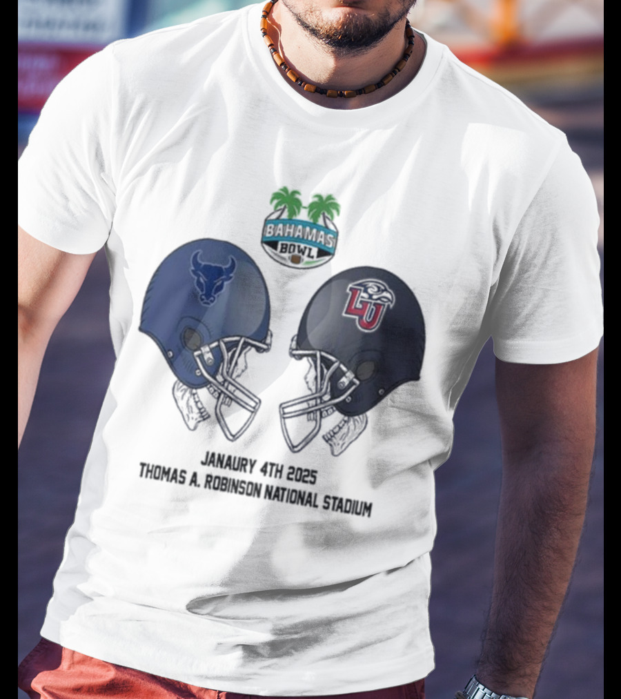 Buffalo Bulls Vs Liberty Flames Head To Head Bahamas Bowl January 4th 2025 Thomas A Robinson Stadium T-Shirt