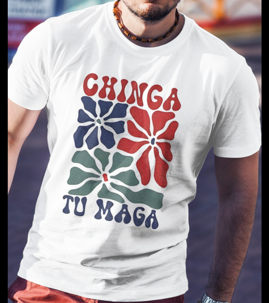 Chinga Tu Maga Colorful Floral Design T-Shirt