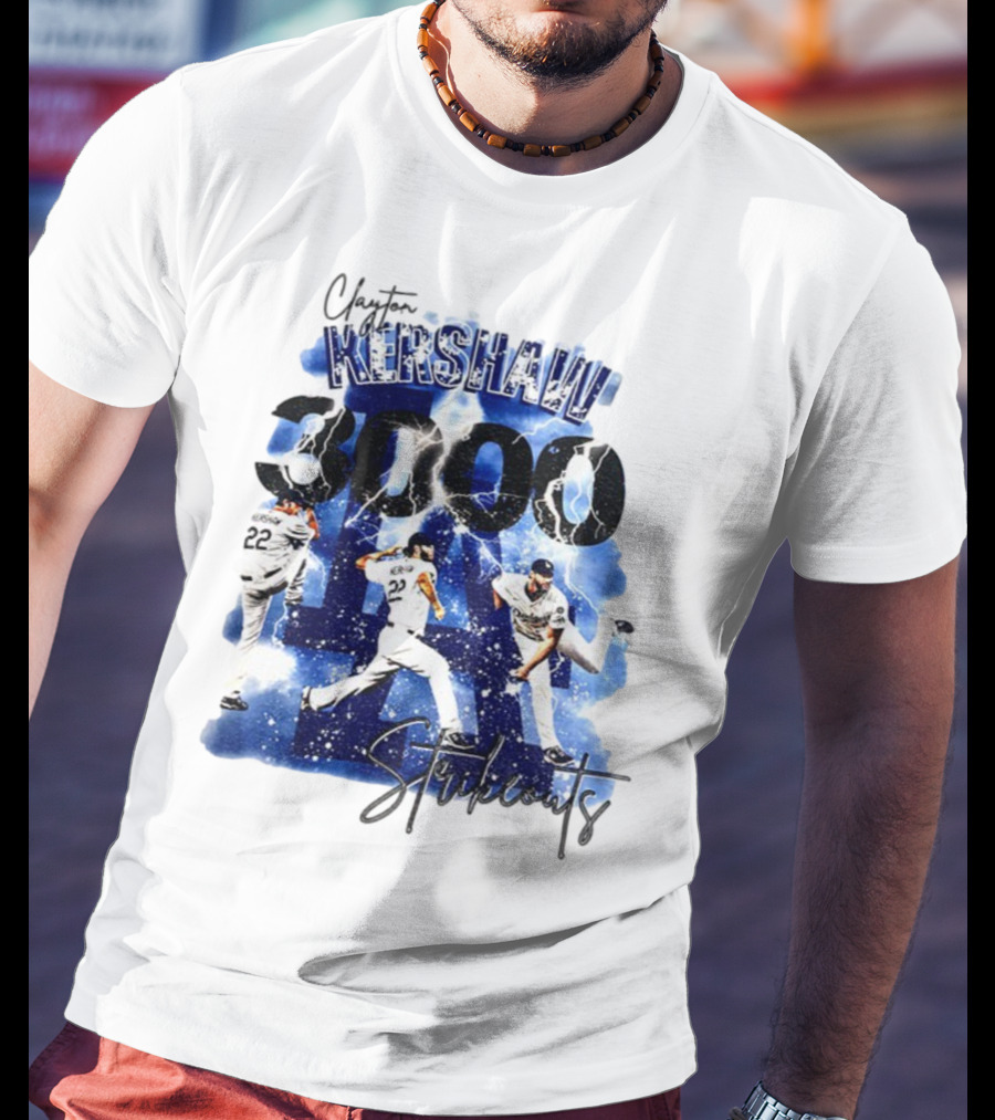 Clayton Kershaw 3000 Strikeouts Los Angeles Dodgers MLB Vintage T-Shirt